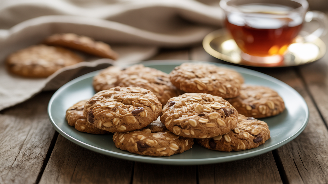 Cookies de aveia e cacau sem açúcar para o lanche da tarde