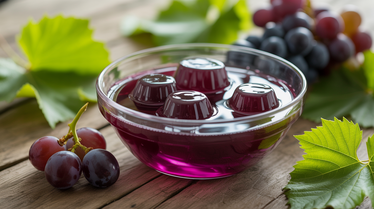 Gelatina natural caseira com suco de uva integral