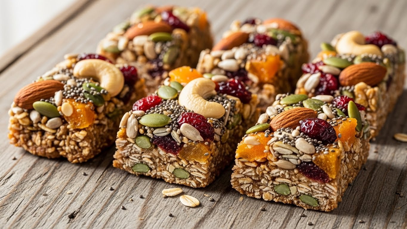 Barrinha de cereal caseira sem lactose e sem glúten