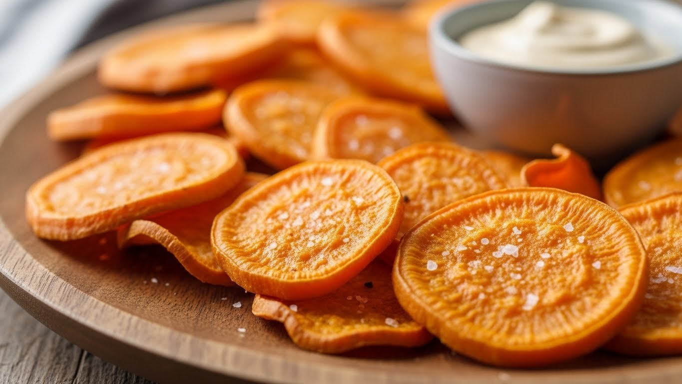 Chips de batata-doce assada crocantes e saudáveis