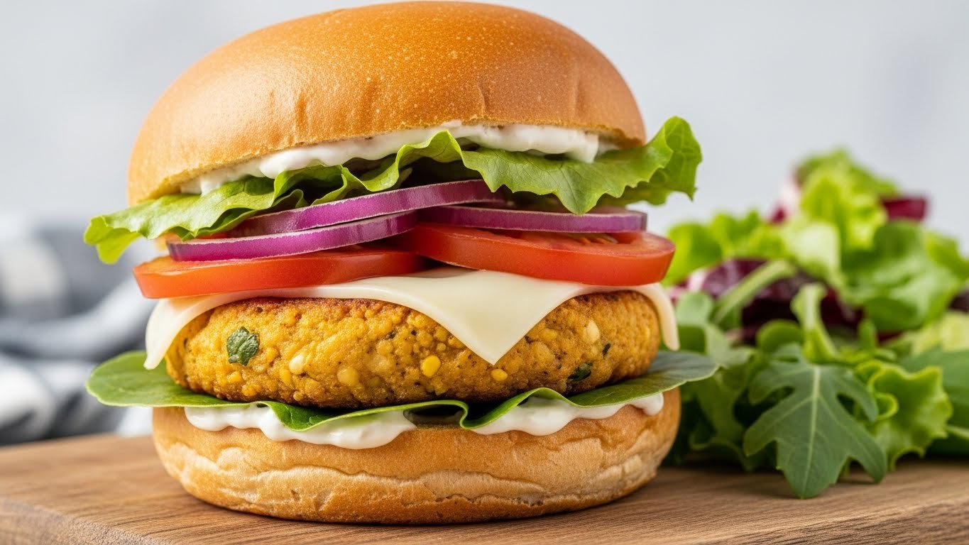 Hambúrguer caseiro de grão-de-bico sem glúten