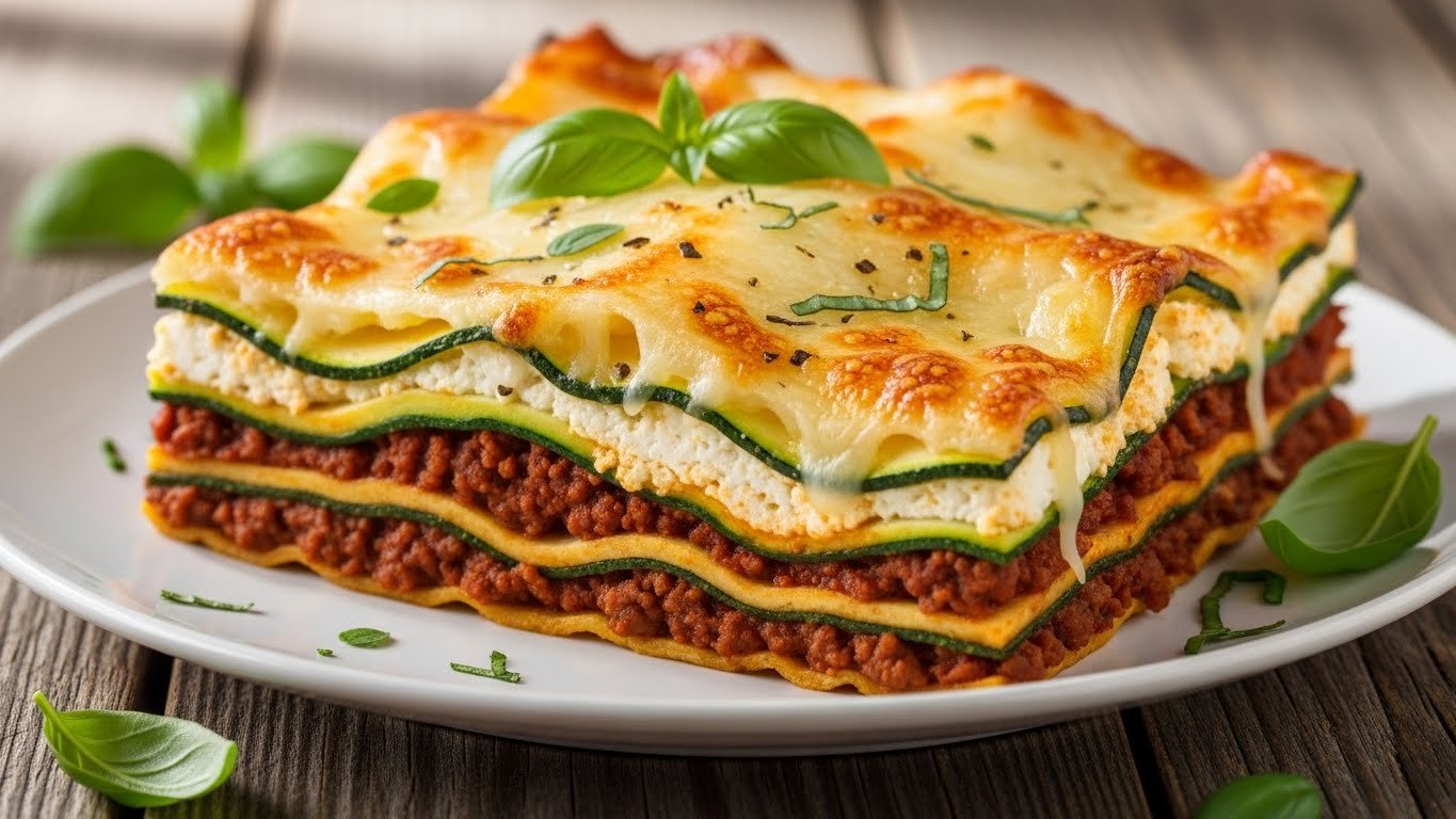 Lasanha de abobrinha com carne moída low carb