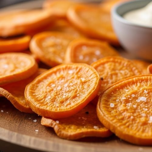 Chips de batata-doce assada crocantes e saudáveis