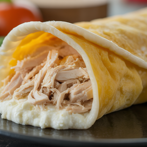 Crepioca recheada com frango e cottage sem lactose