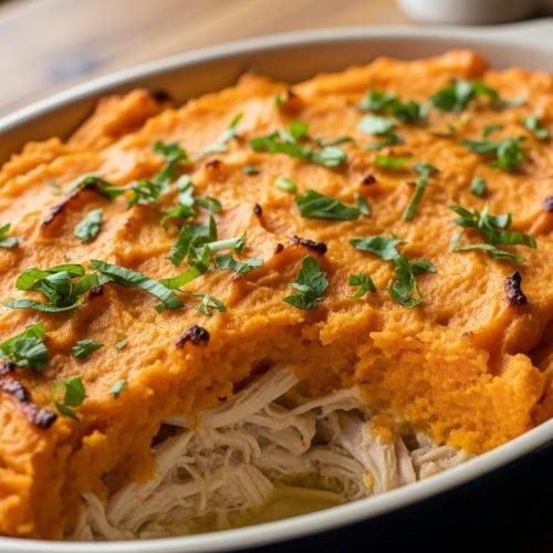 Escondidinho de frango com batata-doce