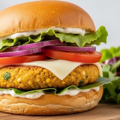 Hambúrguer caseiro de grão-de-bico sem glúten