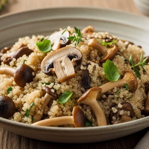 Risoto de quinoa com cogumelos sem lactose