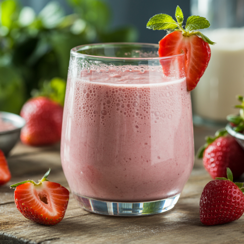 Smoothie de morango proteico sem lactose